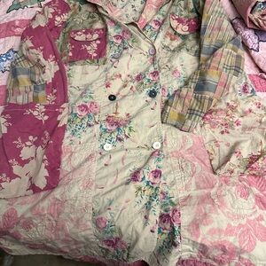 Magnolia Pearl Pink and Cream Utility Jacket with Floral Design